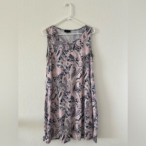Espresso Pink and Blur Paisley Sleeveless Dress